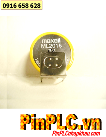 Maxell ML2016 (chân thép 3 chấu hàn), Pin sạc 3v lithium Maxell ML2016 chính hãng, Xuất xứ NHẬT